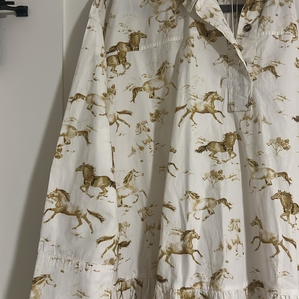 New with Tags GANNI White Horse Print Cotton Mini Dress - Picture 11 of 16